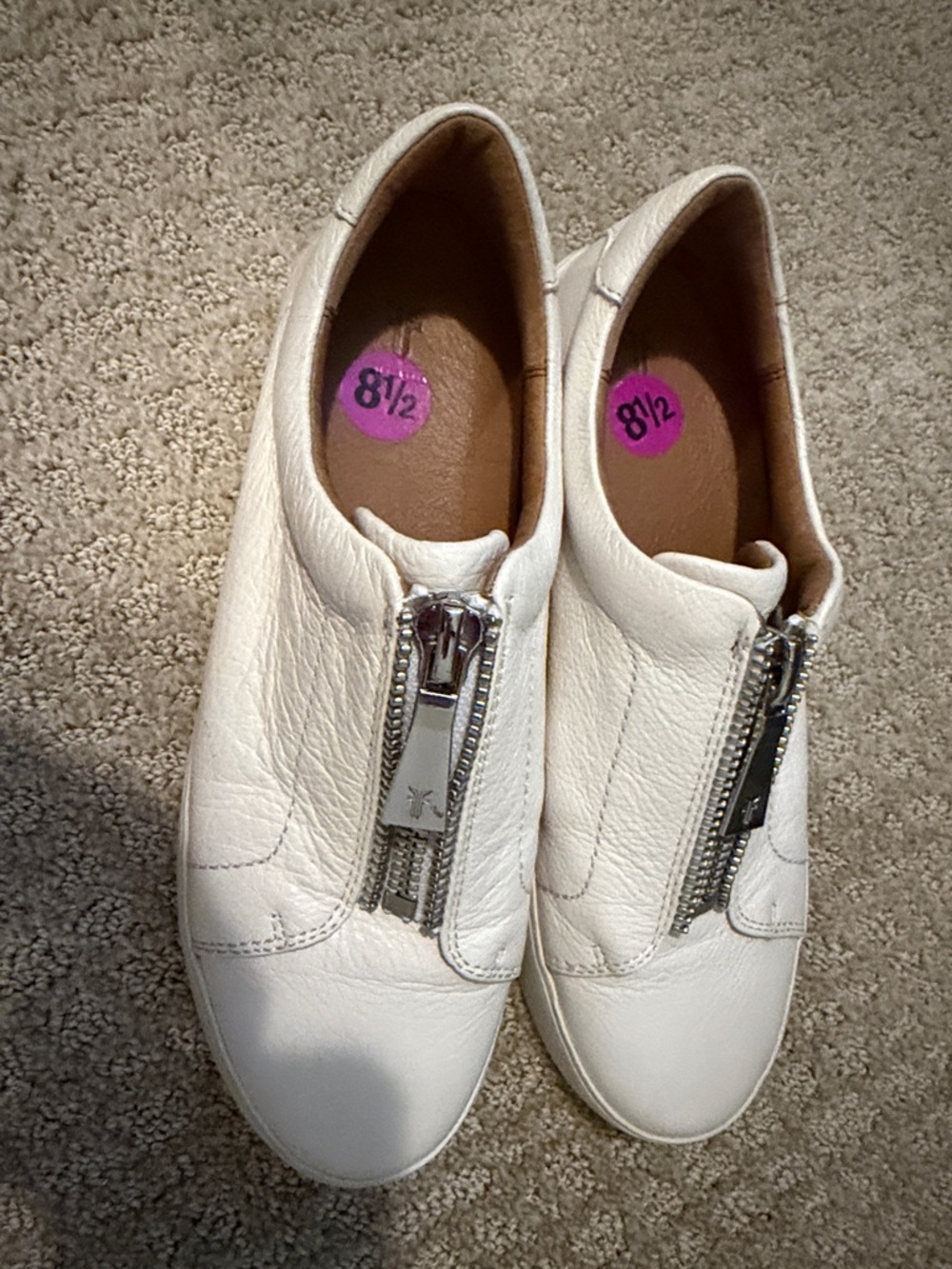 Frye White Leather Lena Zip Platform Sneaker - Picture 3 of 9